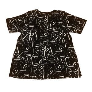 Black Graphic Short Sleeve Tunic